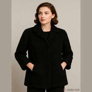 Vintage 1940s Black Persian Lamb (Astrakhan) Fur Coat w/ Silk Lining – M/L